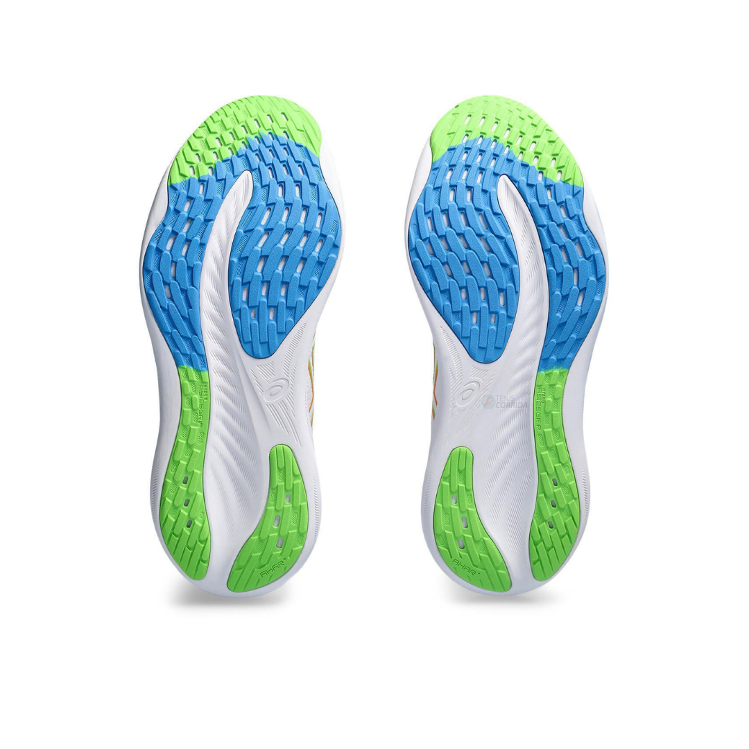 Tênis Asics Gel - Nimbus 26 - Branco com Azul e Verde