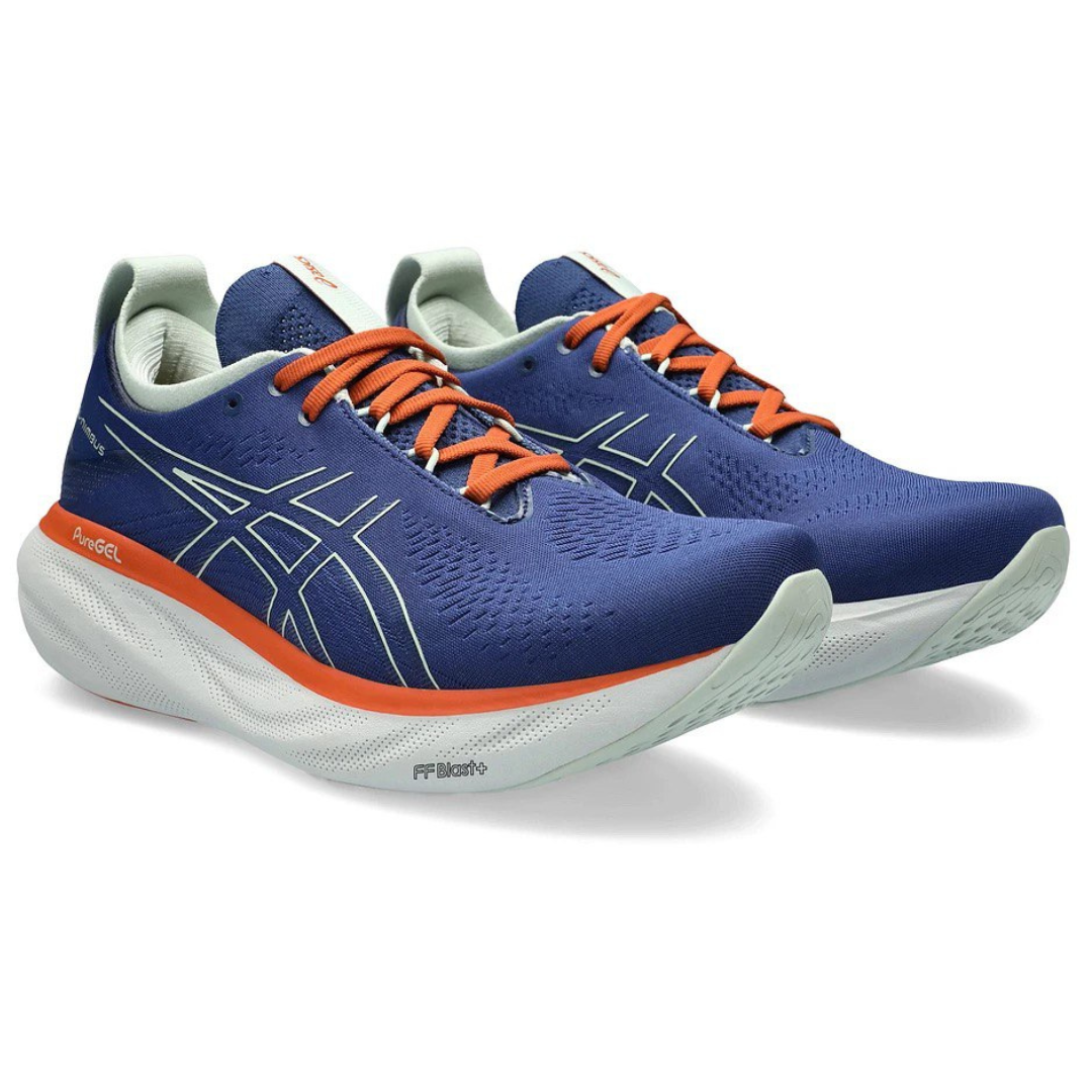 Tênis Asics Gel - Nimbus™ 25 Azul Marinho com Laranja e Branco