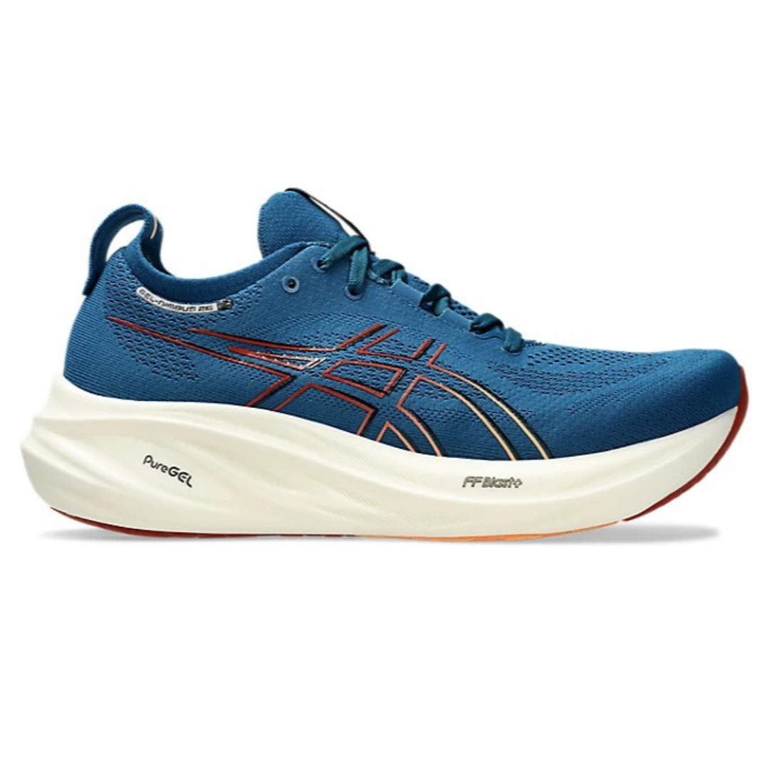 Tênis Asics Gel - Nimbus 26 - Azul com Branco e Vermelho