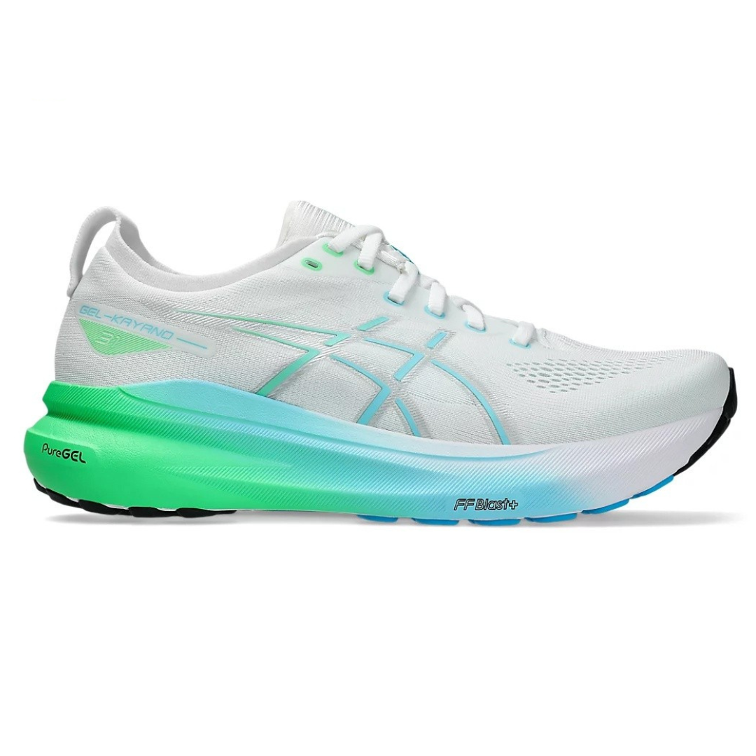 Tênis Asics Gel-Kayano 31 Branco com Verde e Azul