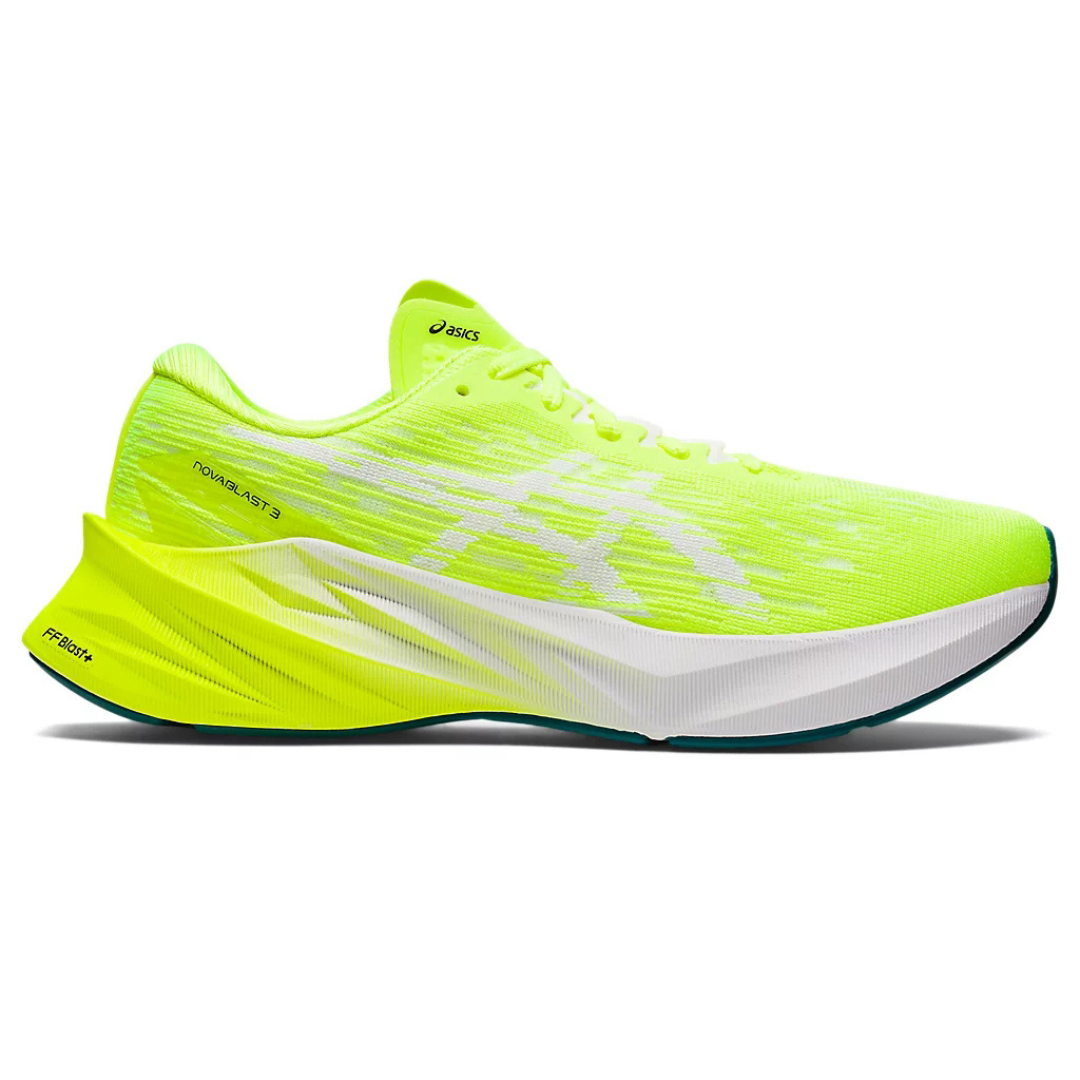 Tênis Asics Novablast 3 Verde fluorescente e Branco
