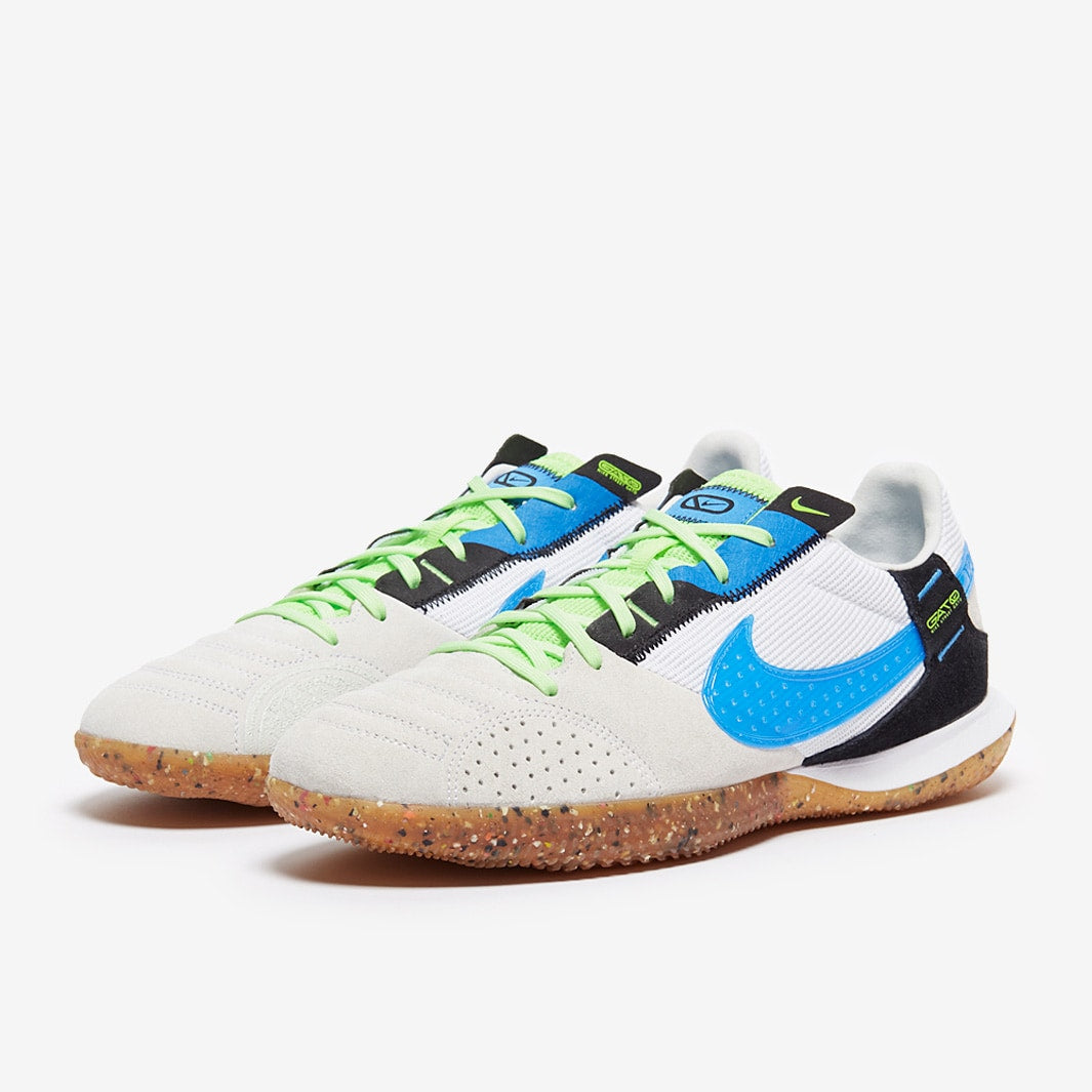 Chuteira Nike StreetGato Futsal - White/Light Photo Blue/Black/Lime Glow