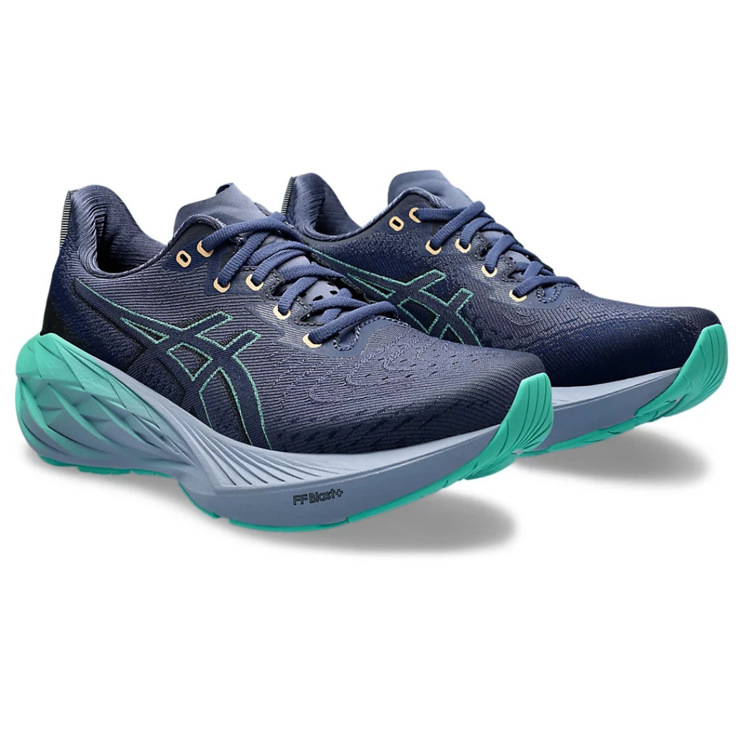 Tênis Asics Novablast™ 4 Azul Marinho com Verde e Azul