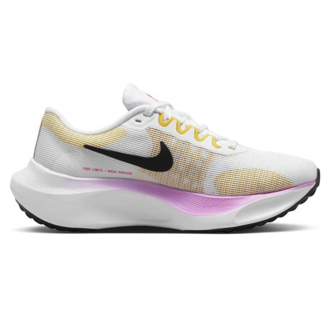Tênis Nike Zoom Fly 5 Branco com Amarelo e Lilas