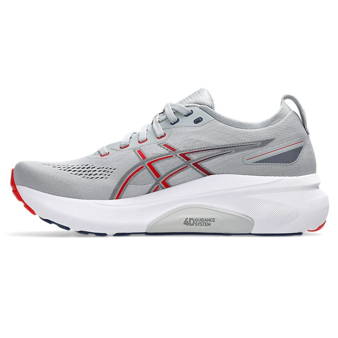 Tênis Asics Gel-Kayano 31 Cinza com Vermelho e Azul Marinho