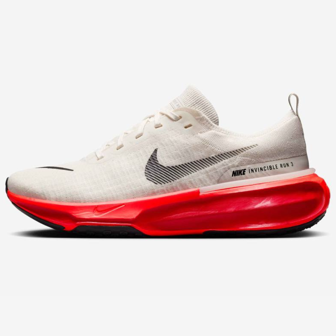 Tênis Nike Invincible Run 3 - Branco/Vermelho Neon