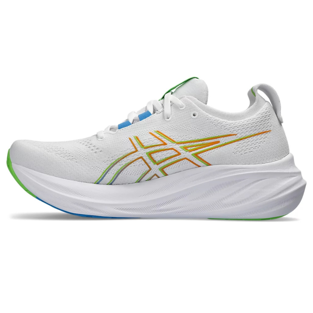 Tênis Asics Gel - Nimbus 26 - Branco com Azul e Verde