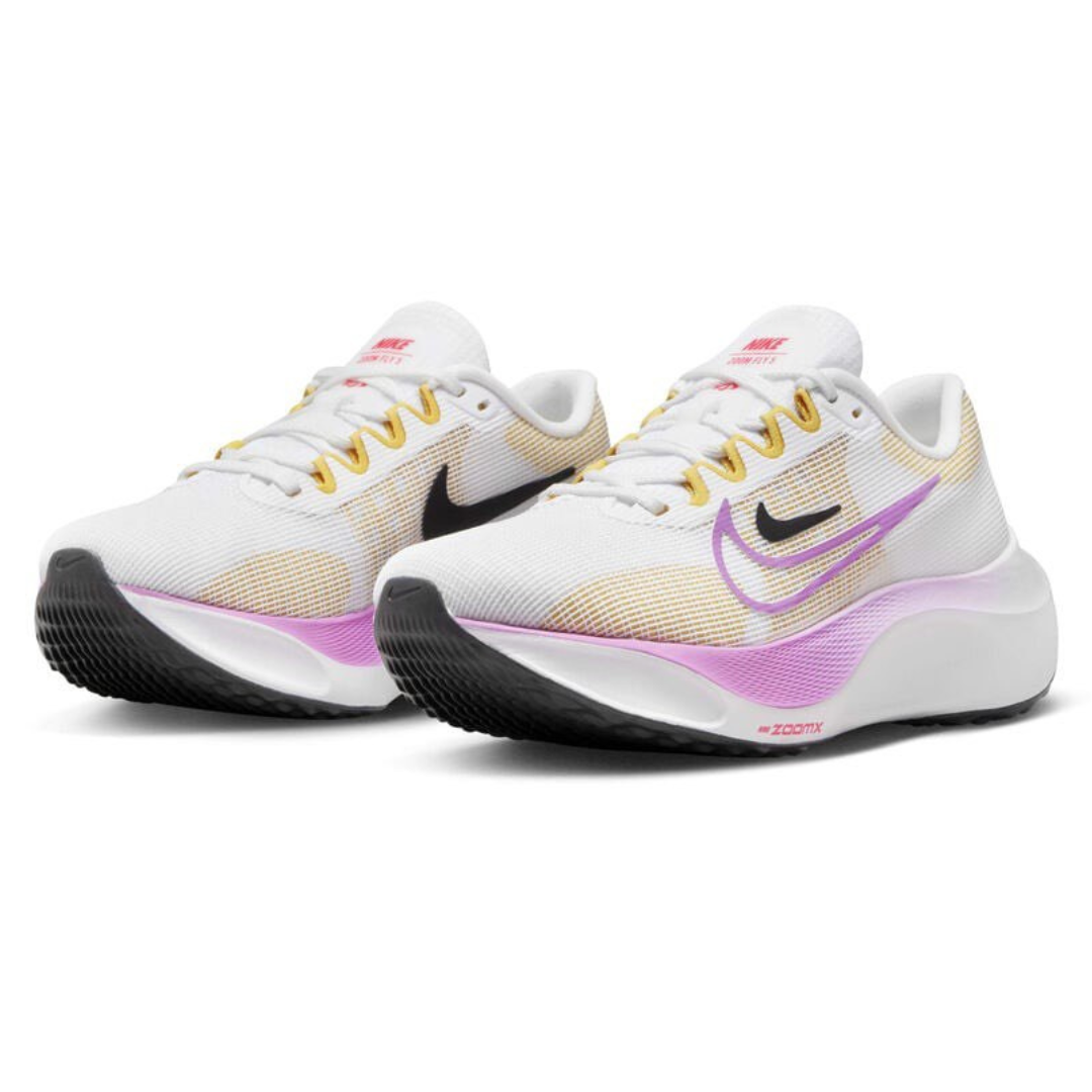 Tênis Nike Zoom Fly 5 Branco com Amarelo e Lilas