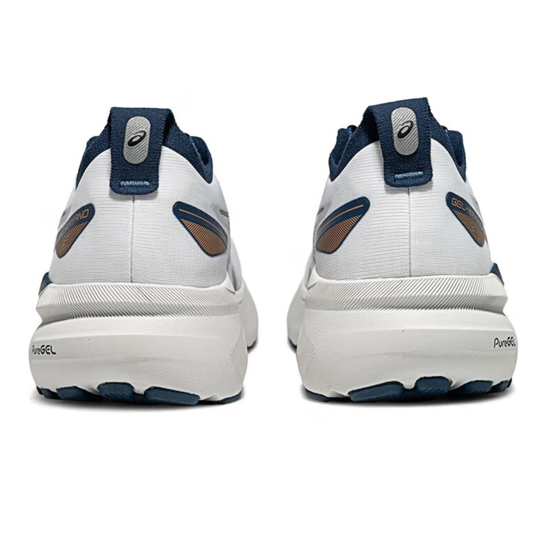 Tênis Asics Gel-Kayano 31 Branco com Azul Marinho e Dourado