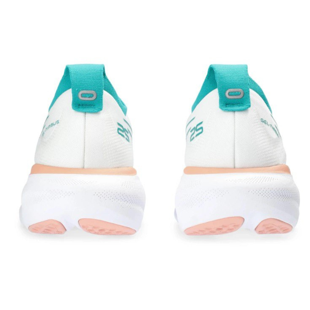 Tênis Asics Gel - Nimbus™ 25 Branco com Jade e Laranja