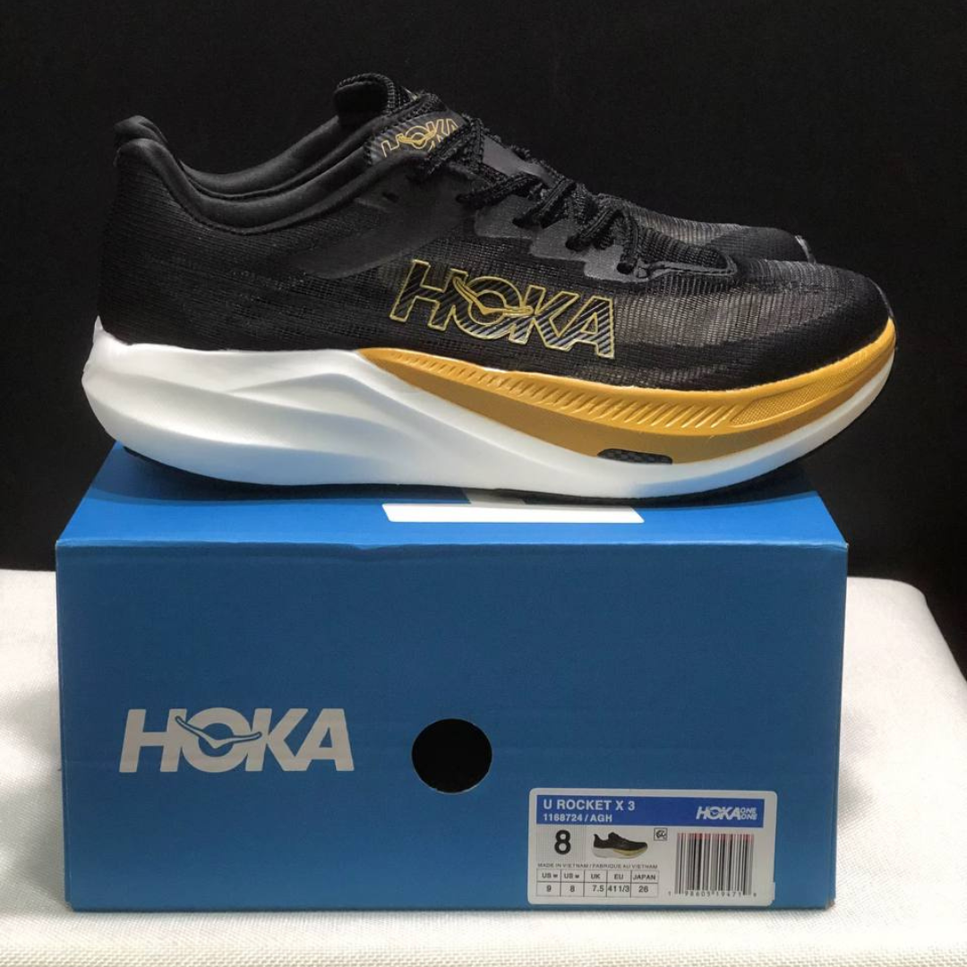 Tênis Hoka Rocket X 3 Unissex - Preto/Dourado
