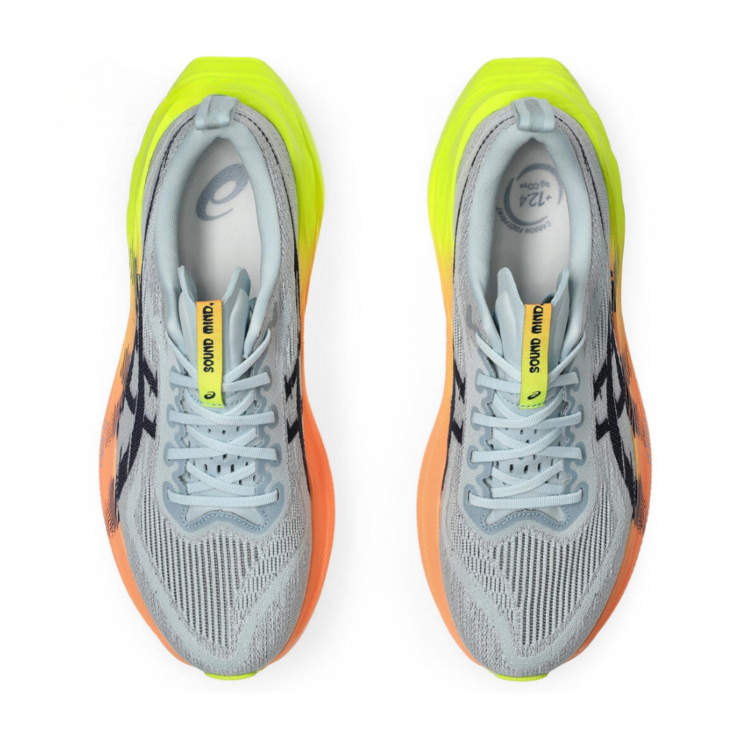 Tênis Asics Superblast 2 Paris - Unissex - Cinza com Verde e Laranja