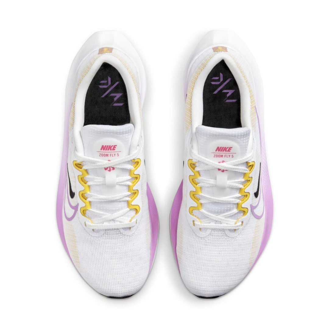 Tênis Nike Zoom Fly 5 Branco com Amarelo e Lilas