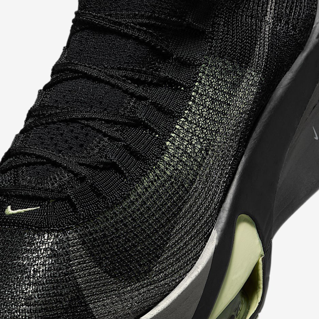 Tênis Nike ZoomX ALPHAFLY Next% 3 - Preto/Olive Aura/Prateado metalizado