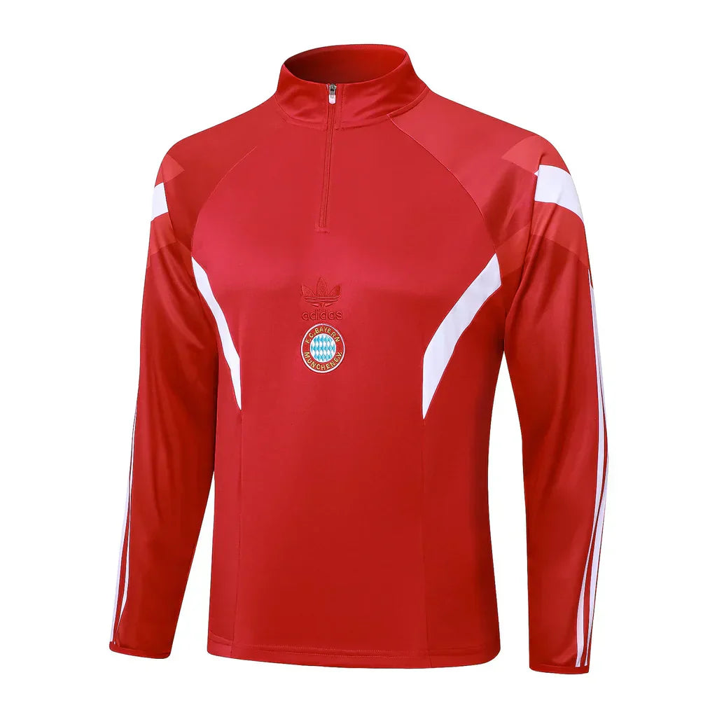 Conjunto Bayern de Munique Zíper Curto Treino Vermelho 2024/25