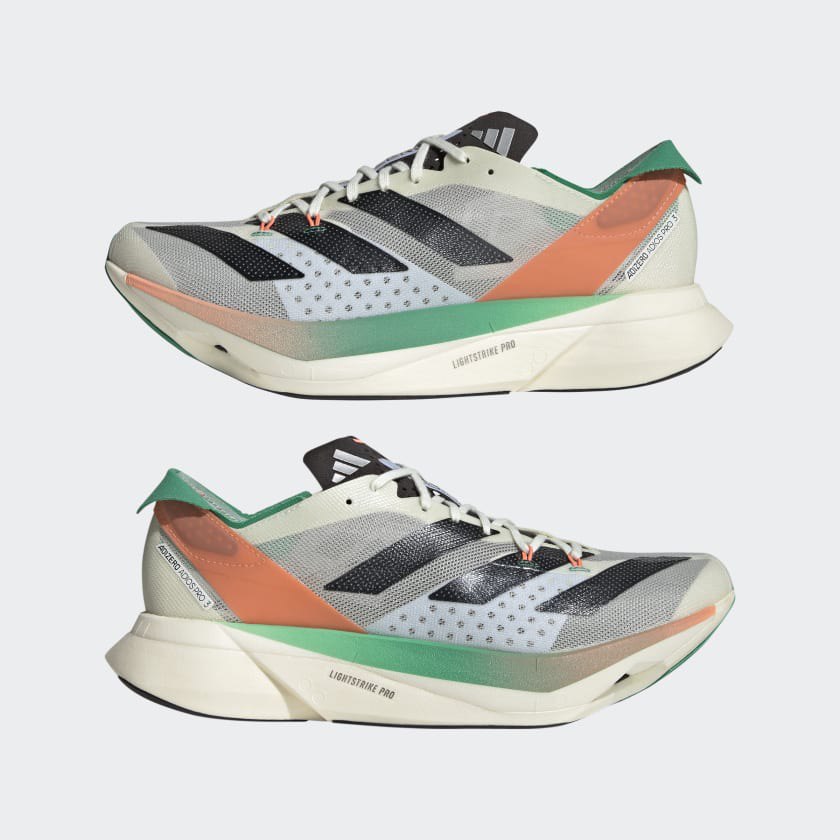 Tênis Adidas Adizero Adios Pro 3 - Branco/Preto/Fusão Coral