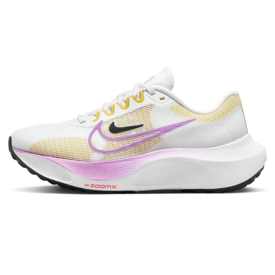 Tênis Nike Zoom Fly 5 Branco com Amarelo e Lilas