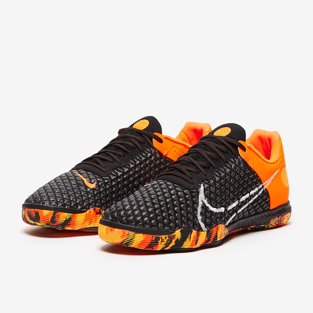 Chuteira Nike ReactGato Futsal - Black/White/Orange/Smoke Grey
