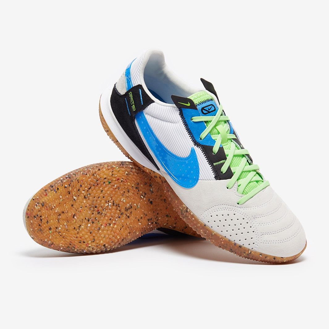 Chuteira Nike StreetGato Futsal - White/Light Photo Blue/Black/Lime Glow