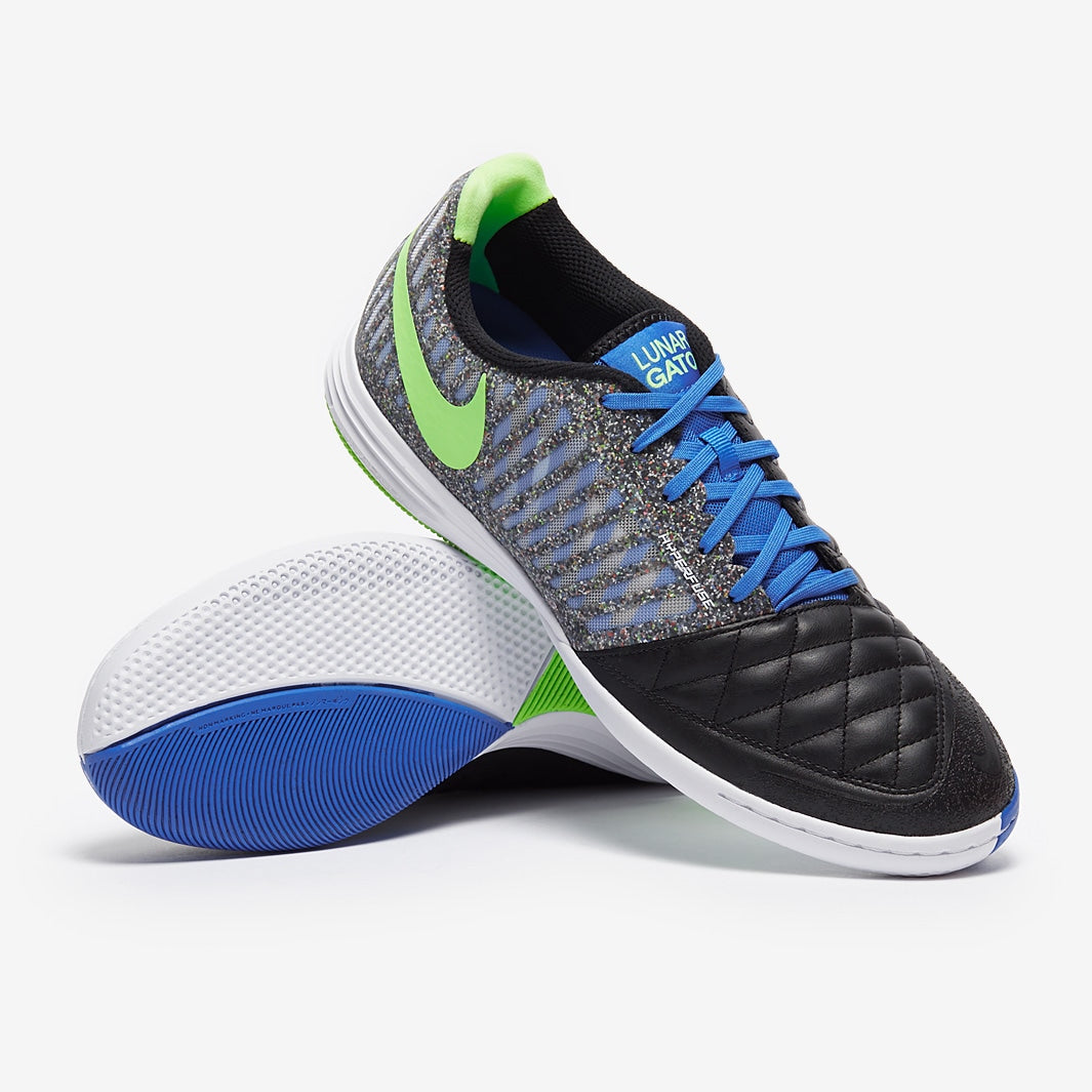 Chuteira Nike Lunar Gato 2 Futsal - Nero/Lime Glow/Azzurro Foto