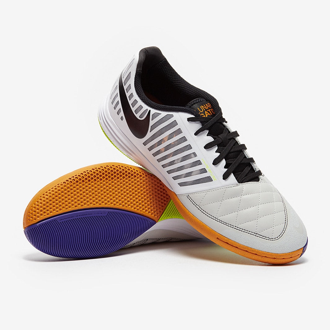 Chuteira Nike Lunar Gato 2 Futsal - White/Black/Photon Dust/Light Curry