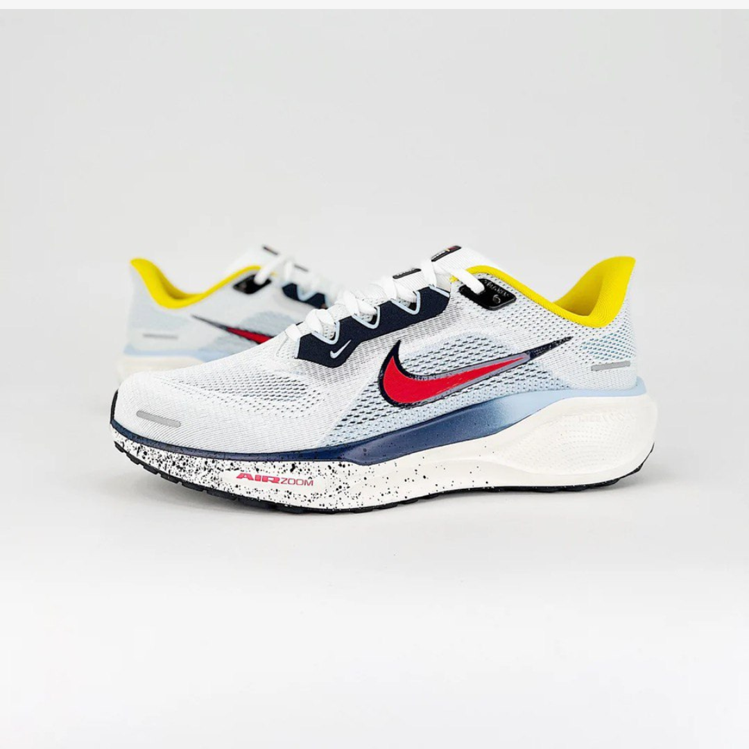 Tênis Nike Air Zoom Pegasus 41 - Branco/Azul/Amarelo/Vermelho