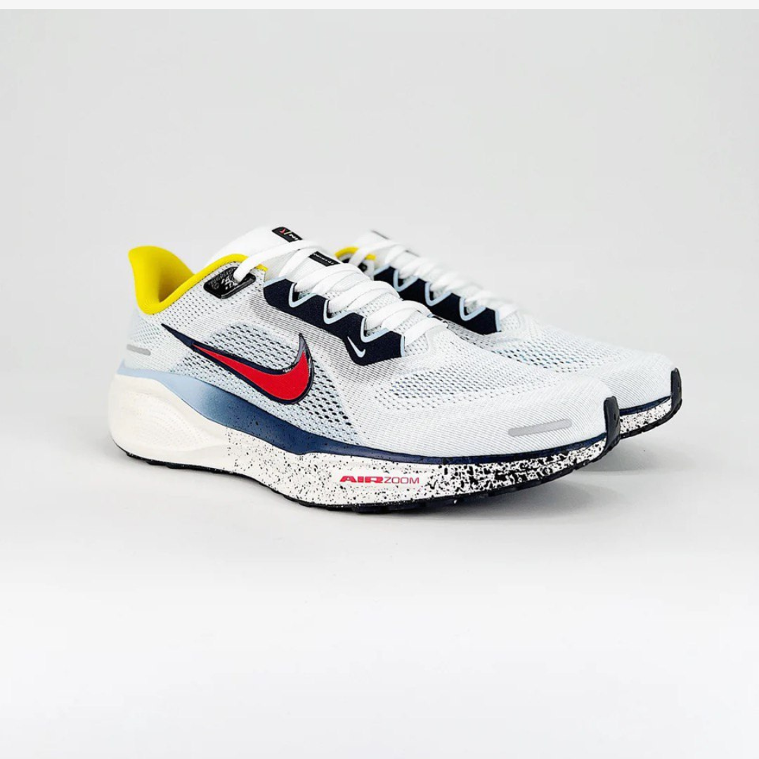 Tênis Nike Air Zoom Pegasus 41 - Branco/Azul/Amarelo/Vermelho