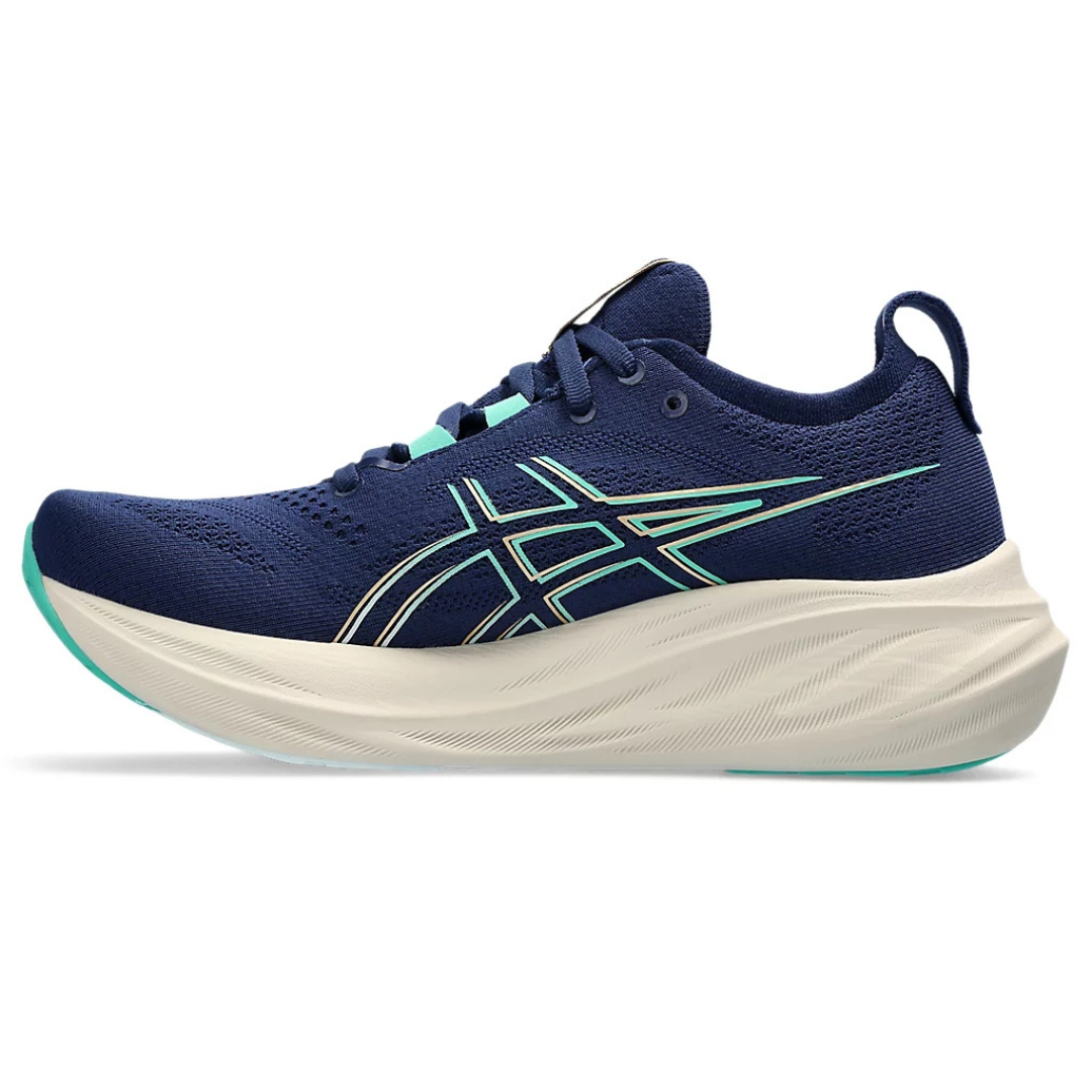 Tênis Asics Gel - Nimbus 26 - Azul Marinho com Creme e Verde