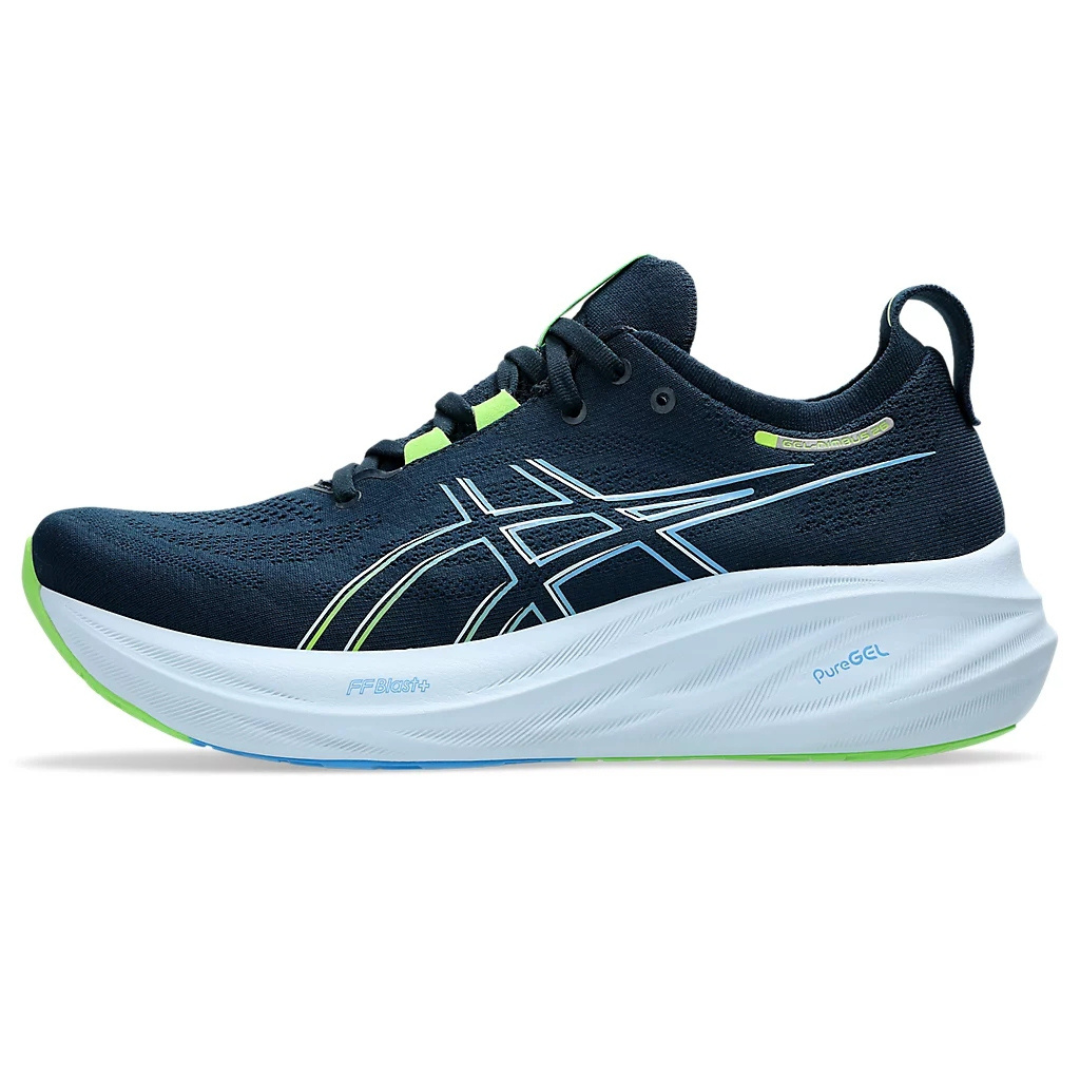 Tênis Asics Gel - Nimbus 26 - Azul Marinho com Azul e Verde
