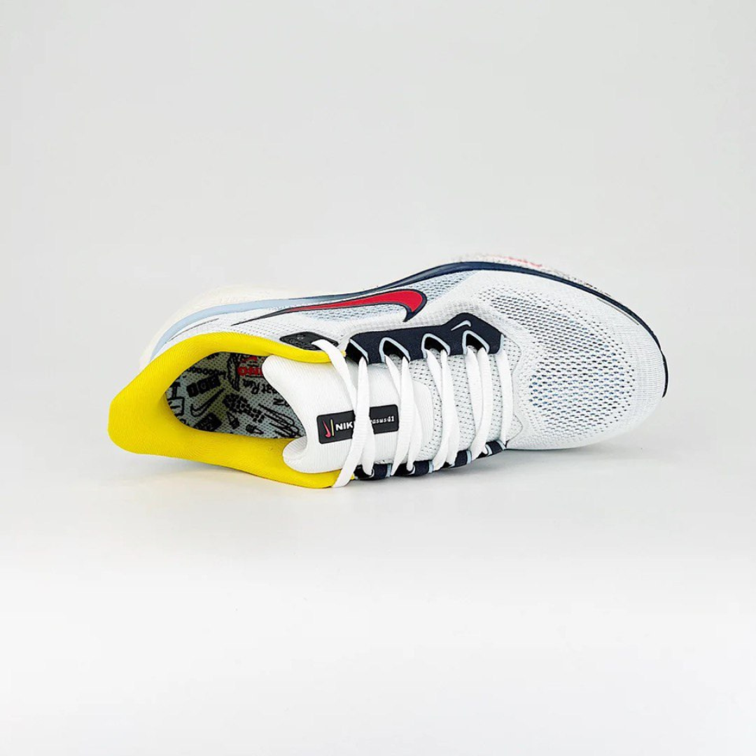 Tênis Nike Air Zoom Pegasus 41 - Branco/Azul/Amarelo/Vermelho