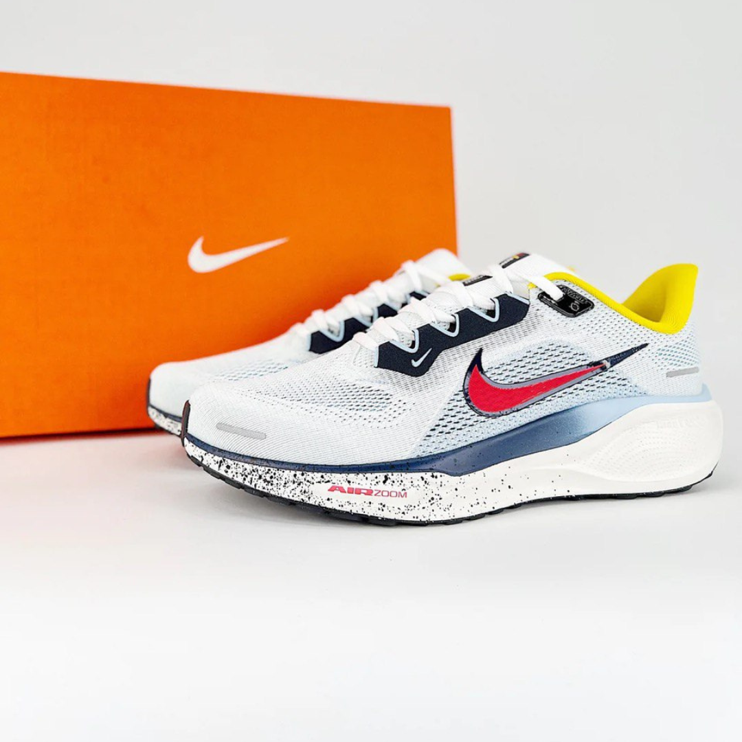 Tênis Nike Air Zoom Pegasus 41 - Branco/Azul/Amarelo/Vermelho