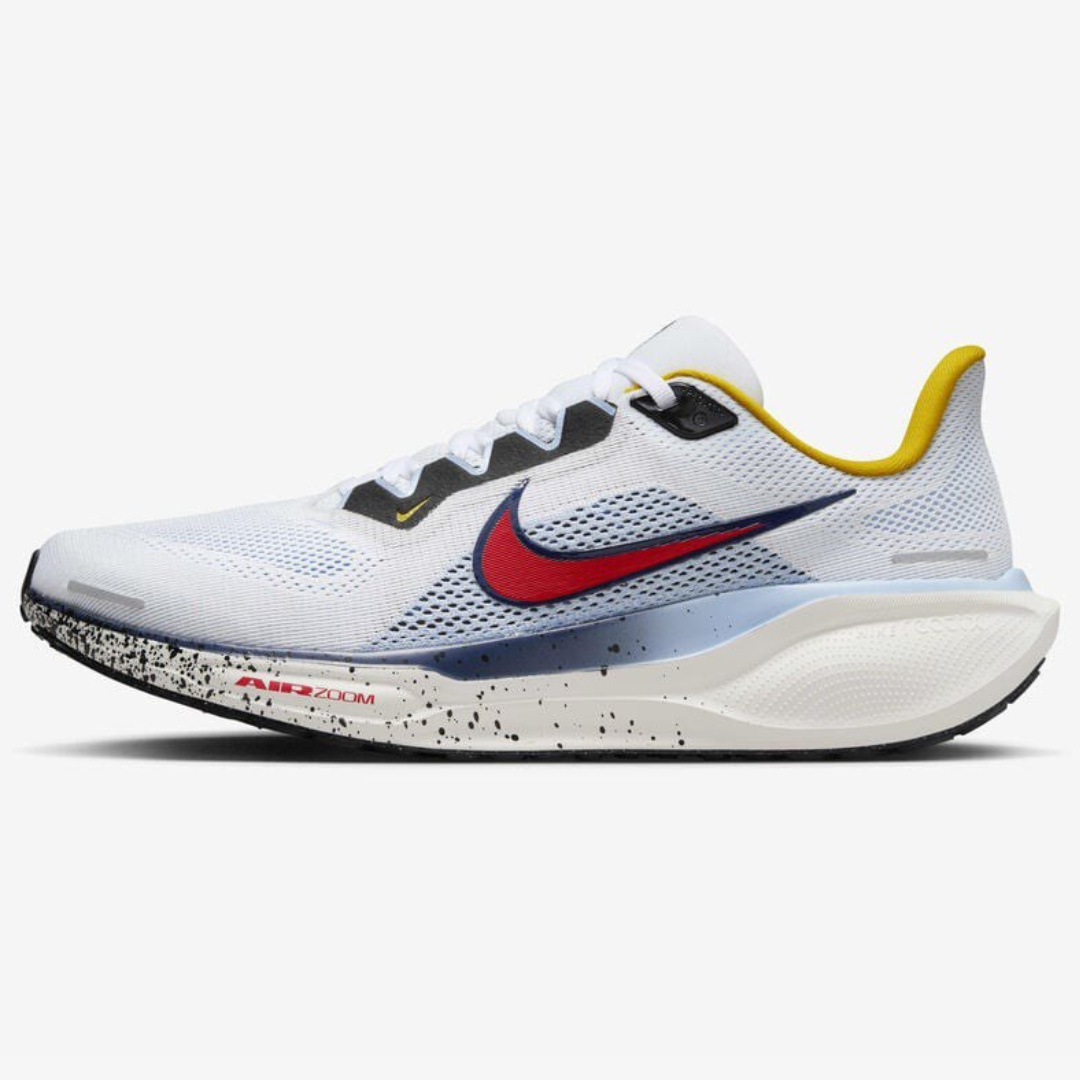 Tênis Nike Air Zoom Pegasus 41 - Branco/Azul/Amarelo/Vermelho