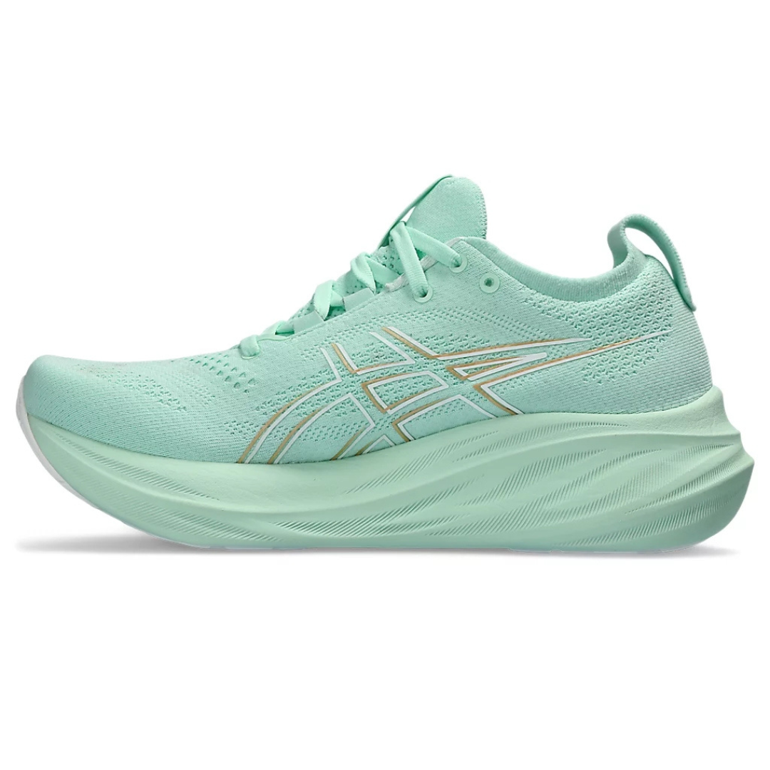 Tênis Asics Gel - Nimbus 26 - Verde com Branco e Dourado