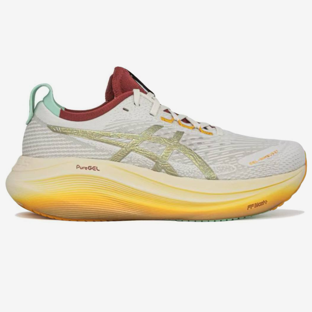 Tênis Asics Gel - Nimbus 27 - Branco/Dourado