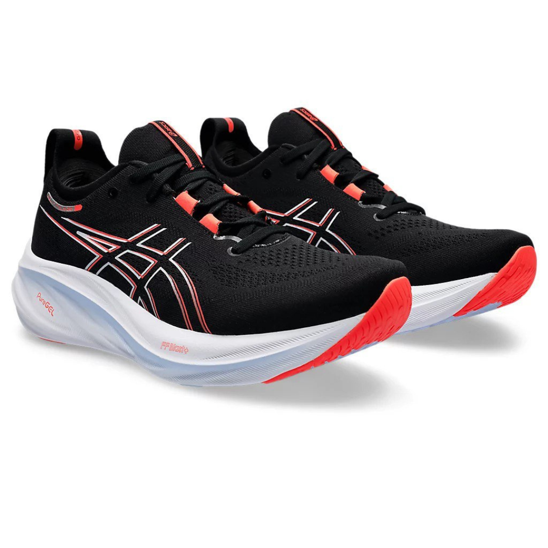 Tênis Asics Gel - Nimbus 26 - Preto com Branco e Vermelho