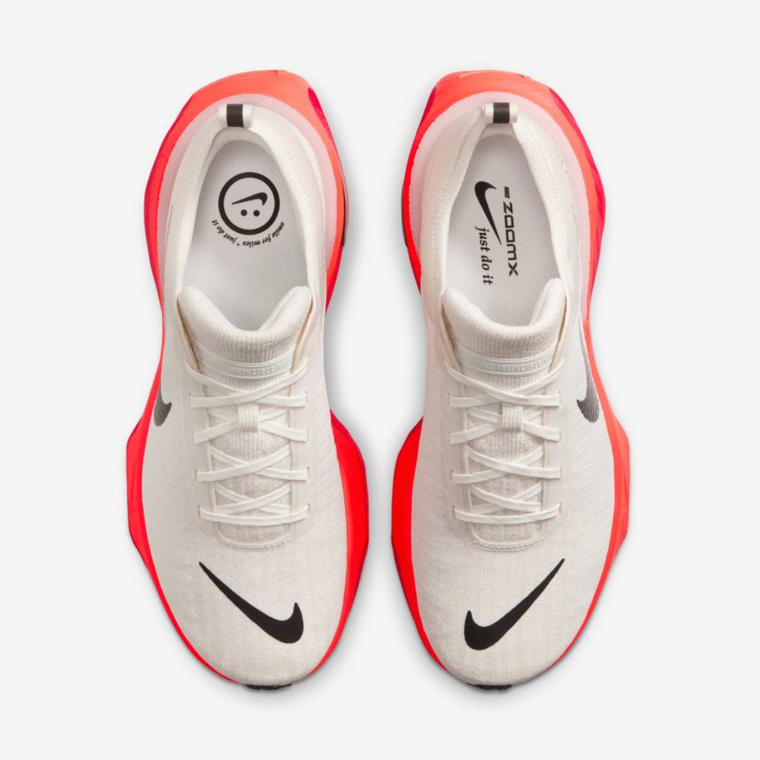 Tênis Nike Invincible Run 3 - Branco/Vermelho Neon