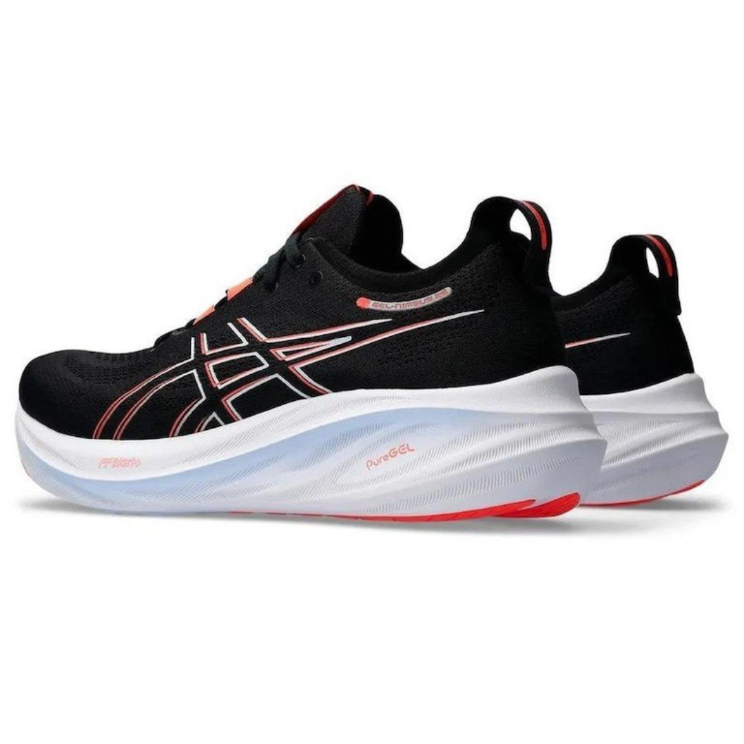 Tênis Asics Gel - Nimbus 26 - Preto com Branco e Vermelho