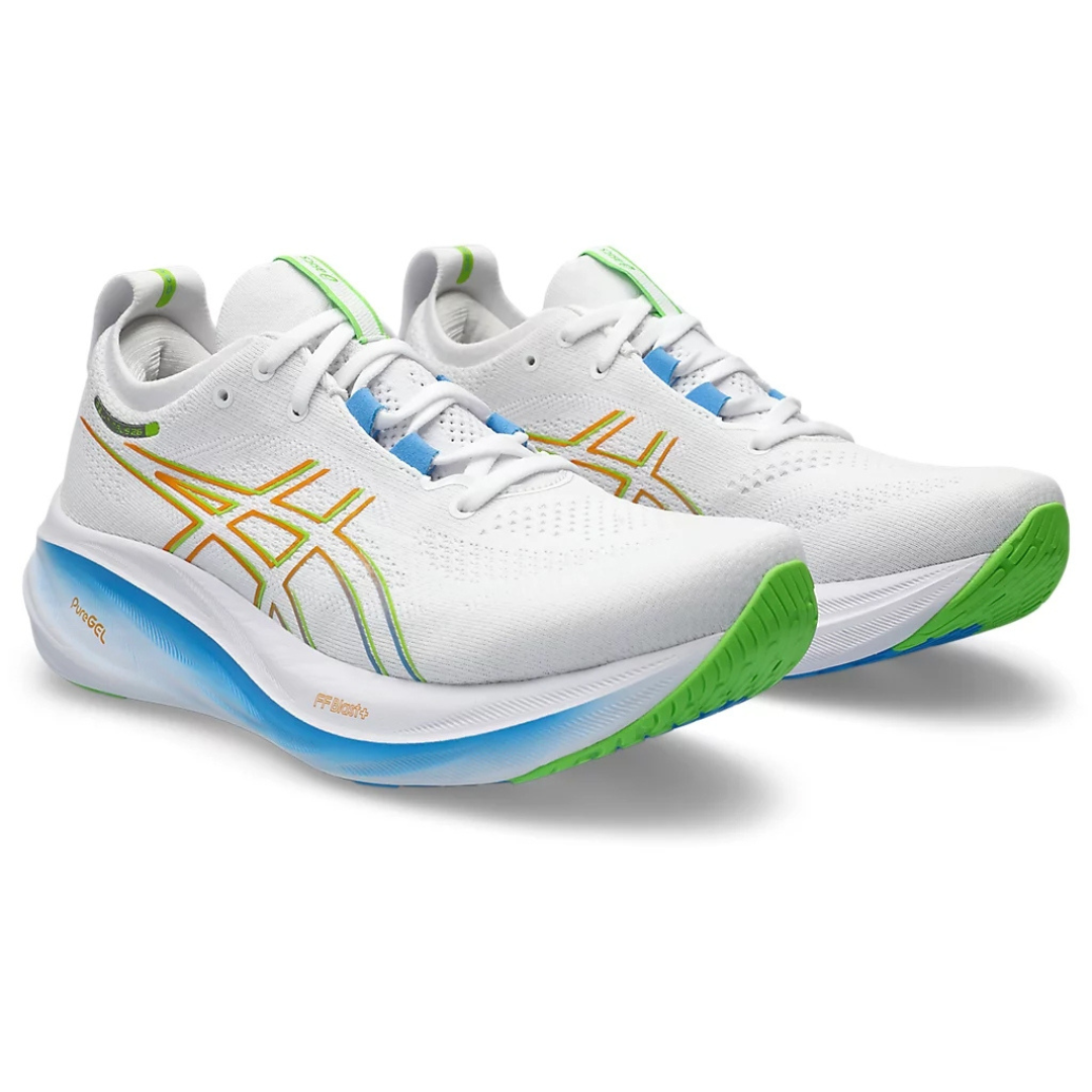 Tênis Asics Gel - Nimbus 26 - Branco com Azul e Verde