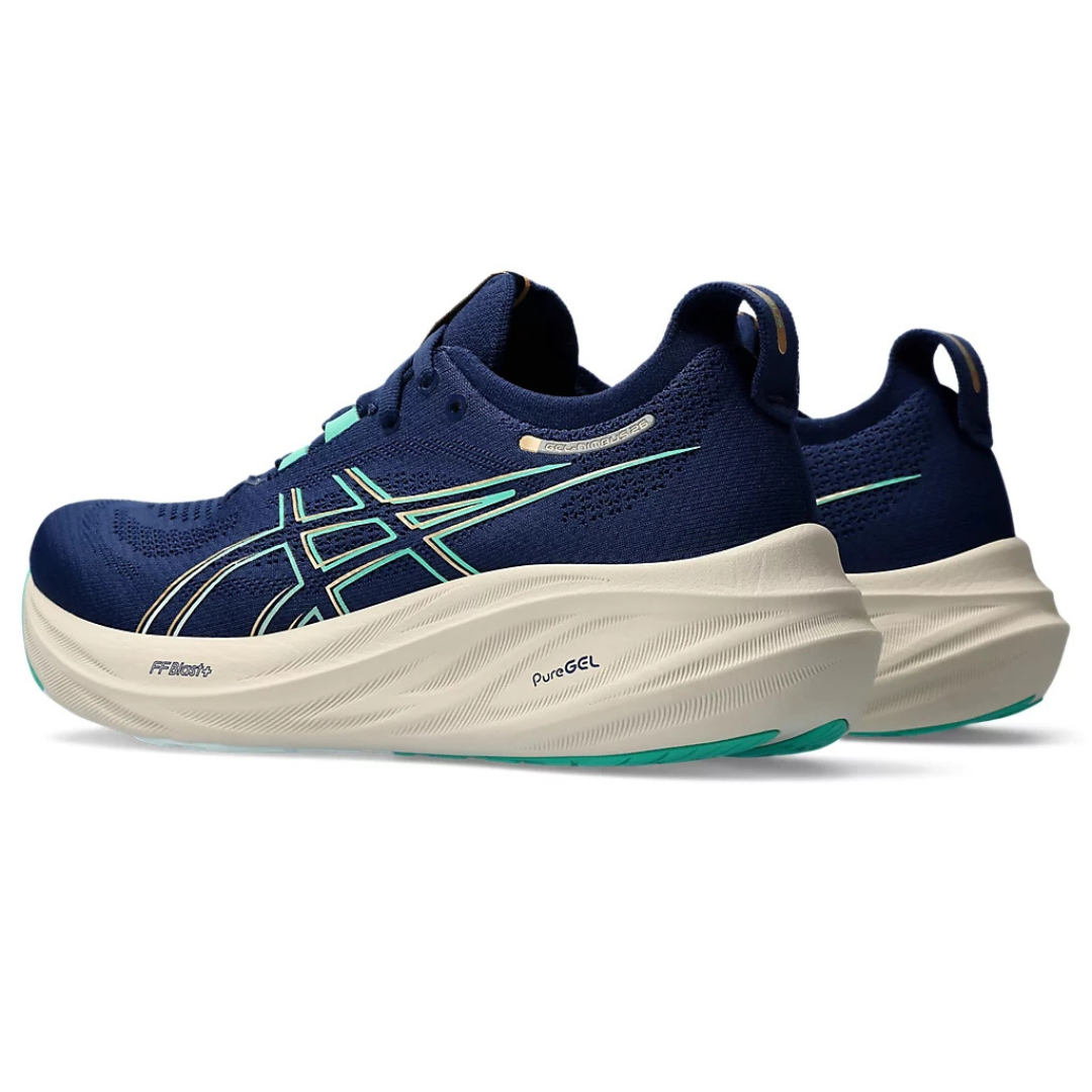 Tênis Asics Gel - Nimbus 26 - Azul Marinho com Creme e Verde
