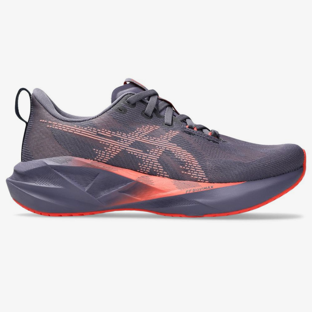 Tênis Asics Novablast 5 - Roxo com Vermelho