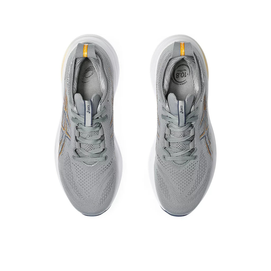 Tênis Asics Gel - Nimbus 26 - Cinza e azul Marinho com Branco e Laranja