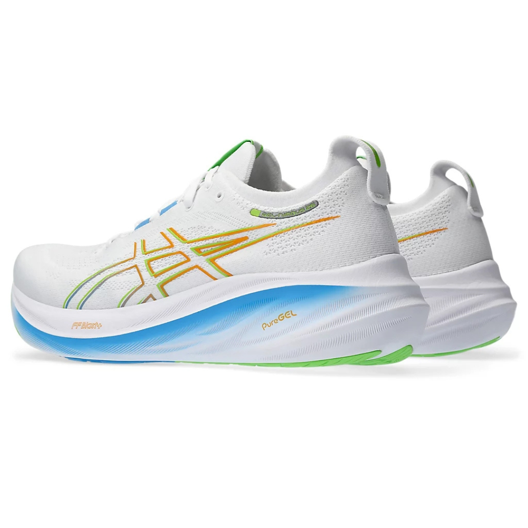 Tênis Asics Gel - Nimbus 26 - Branco com Azul e Verde
