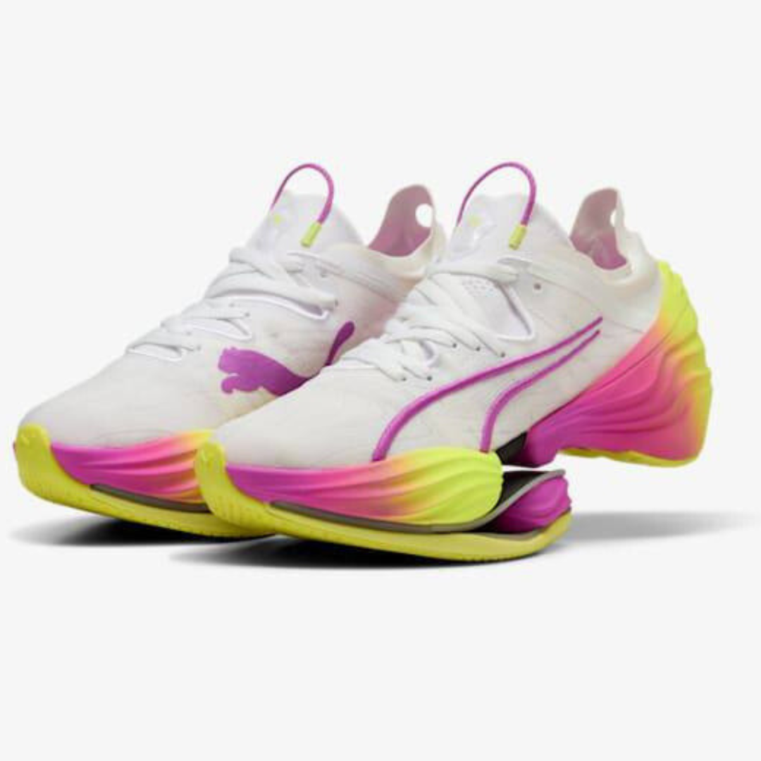 Tênis Puma Fast-RB Nitro Elite - Branco/Roxo/Verde Neon