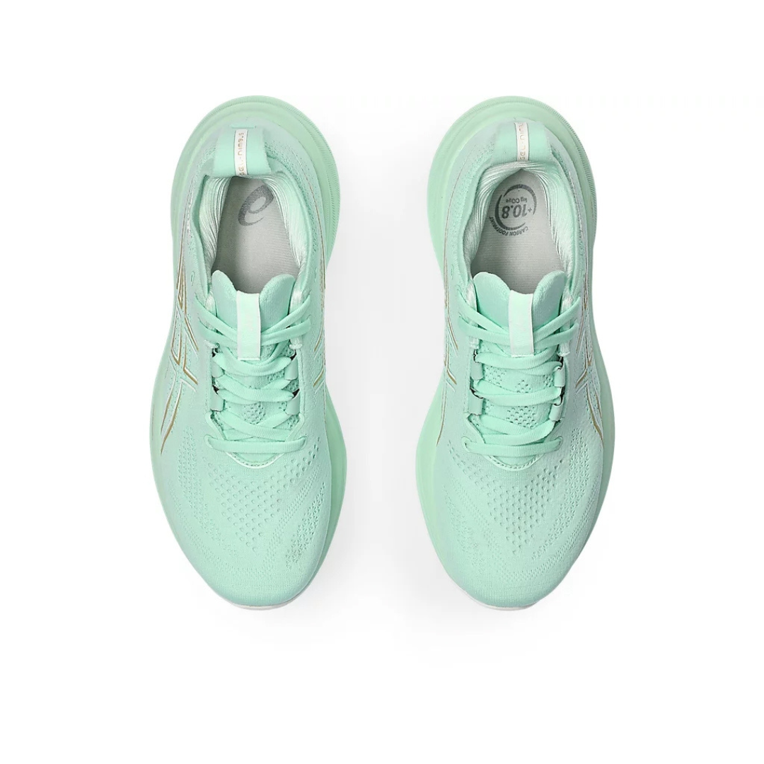 Tênis Asics Gel - Nimbus 26 - Verde com Branco e Dourado