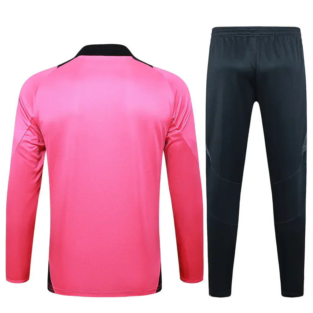 Conjunto Real Madrid Zíper Curto Treino Rosa e Preto