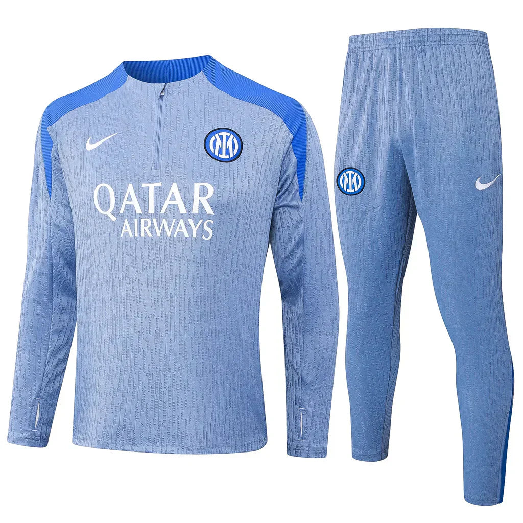 Conjunto Inter de Milão Zíper Curto Treino Azul Claro 2024/25