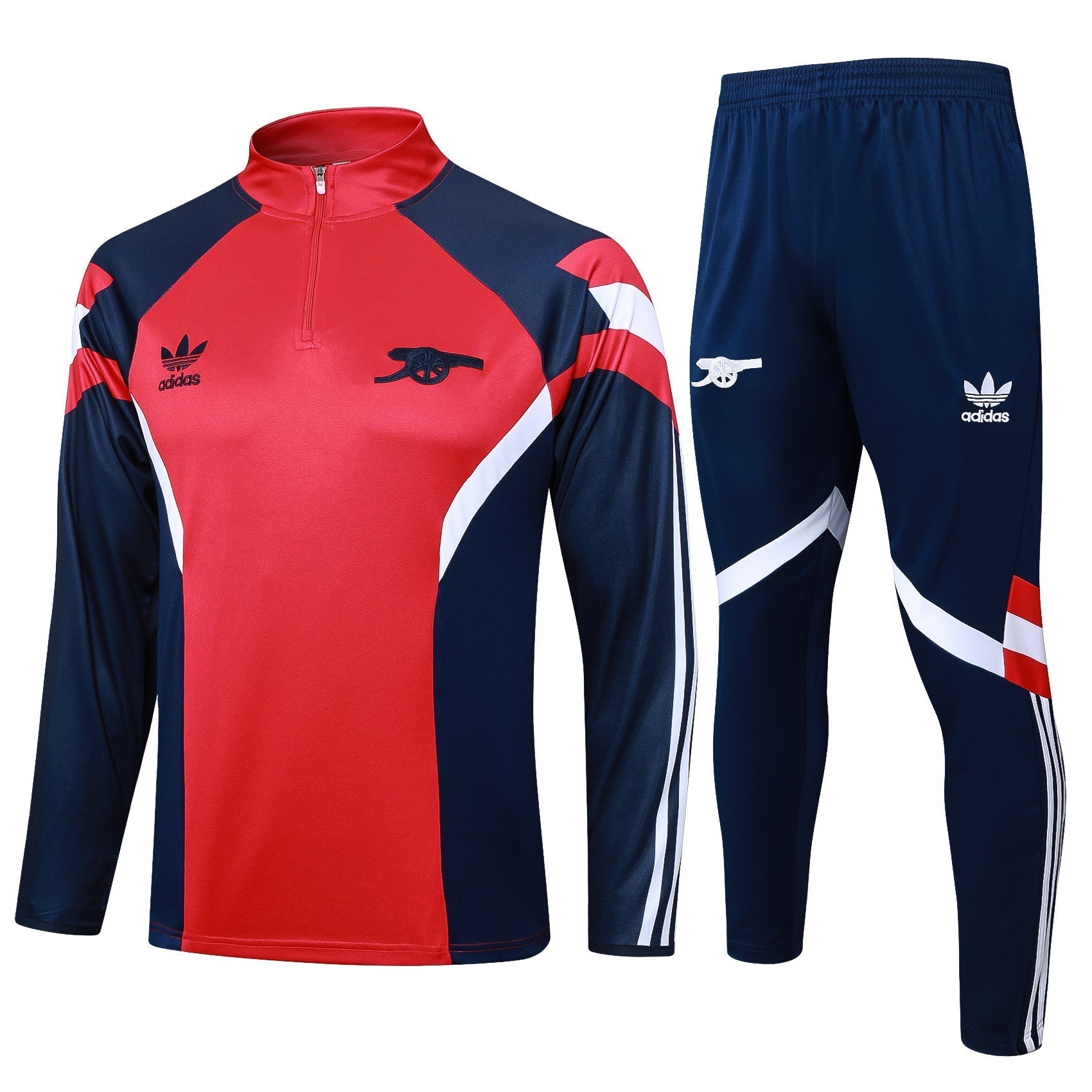 Conjunto Arsenal Zíper Curto Vermelho e Azul