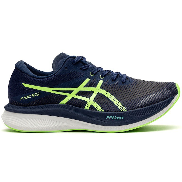 Tênis Asics Magic Speed 3 - Azul Marinho com Verde e Branco