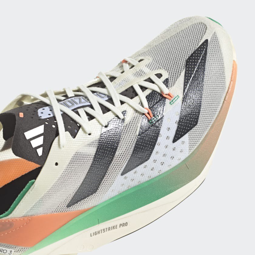 Tênis Adidas Adizero Adios Pro 3 - Branco/Preto/Fusão Coral